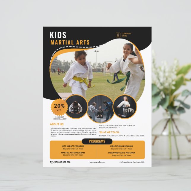 Modèle de Flyer pour Arts Martiaux pour Enfants (Debout devant)