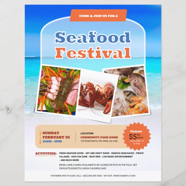 Modèle de flyer pour festival de fruits de mer (Devant)