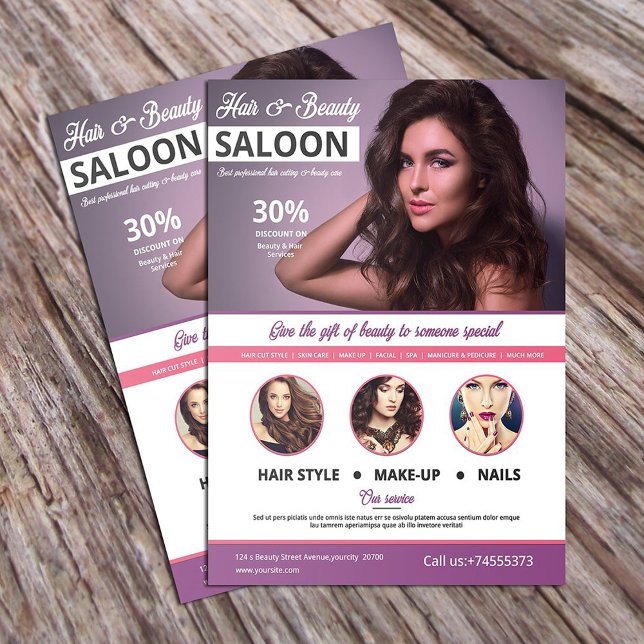 Modèle de flyer pour salon de beauté et de coiffur (Créateur téléchargé)