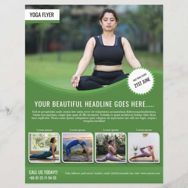 Modèle de flyer Yoga et Fitness (Devant)
