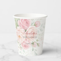 modèle de gobelets en papier floral aux roses douc