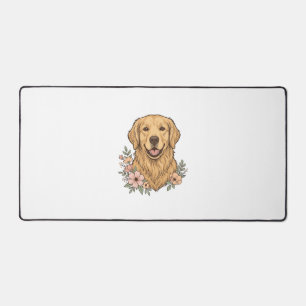Modèle de gravure vintage floral Golden Retriever_