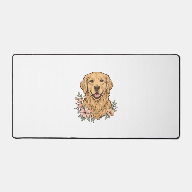Modèle de gravure vintage floral Golden Retriever_ (Recto)