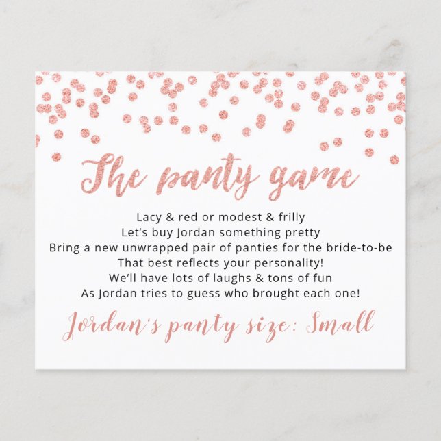 Modèle de jeu de mariage CARTE Baisse ta culotte (Devant)