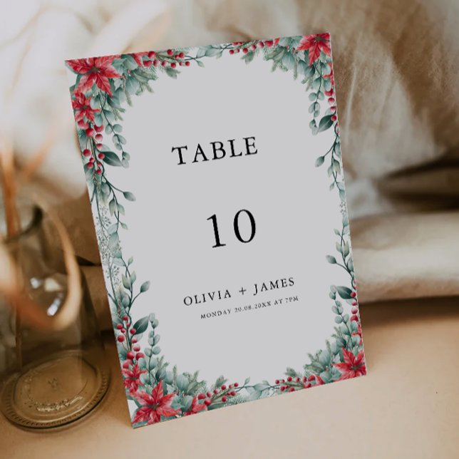 Modèle de la carte de Mariage de Noël (Christmas Wedding table card Template)