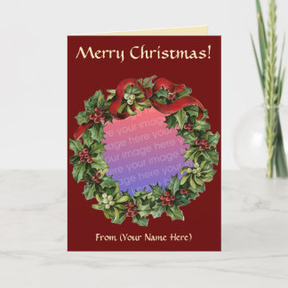 Modèle de la carte de Noël Wreath Photo