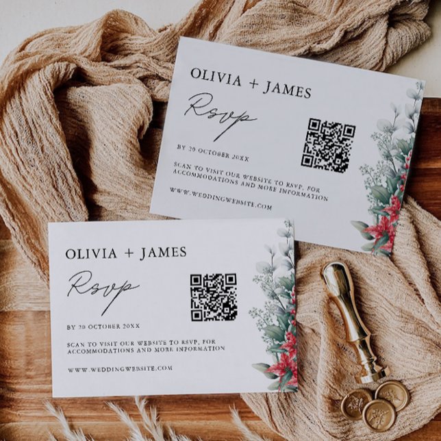 Modèle de la carte RSVP de mariage de Noël (Christmas Wedding RSVP Card Template)