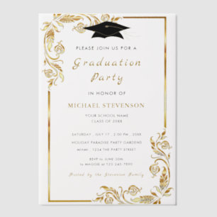 Modèle de l'invitation de graduation Gold Vellum p