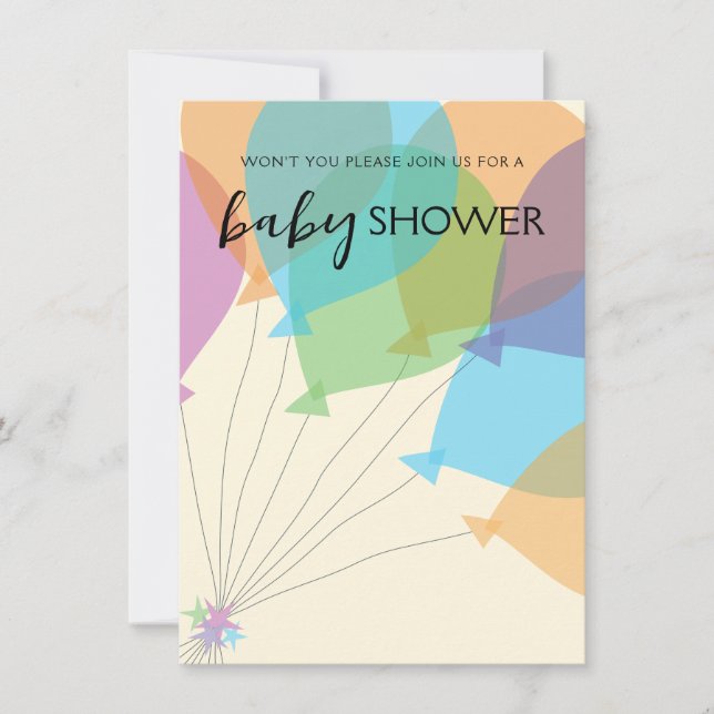 Modèle de l'invitation du Baby shower à ballons à  (Devant)