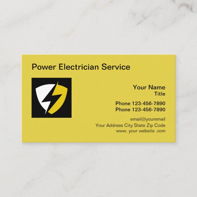 Modèle de logo d'électricien Cartes de visite mode (Devant)