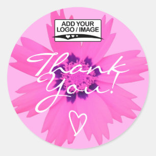Modèle de logo Étiquette de Merci rose clair