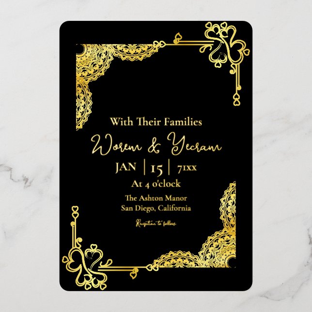 Modèle De Luxe Carte D'Invitation Gold Foil (Recto)