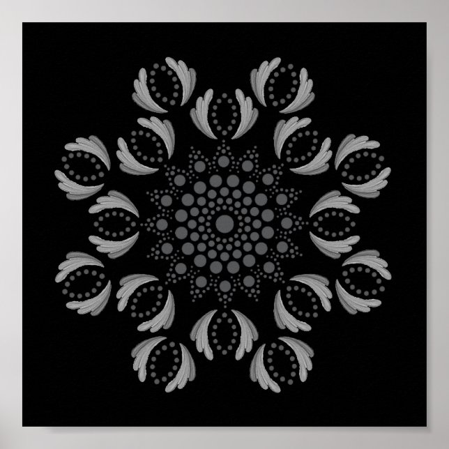 Modèle de Mandala à points à imprimer Poster (Devant)