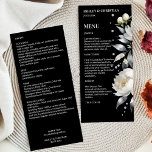 Modèle de mariage bohème élégant noir et blanc<br><div class="desc">Modèle de carte de menu de mariage élégant avec fleurs de pivoine bohème noir et blanc et herbe de pampa</div>