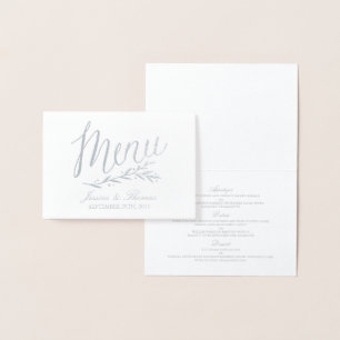 Modèle de menu chic à huile d'argent et Mariage bl