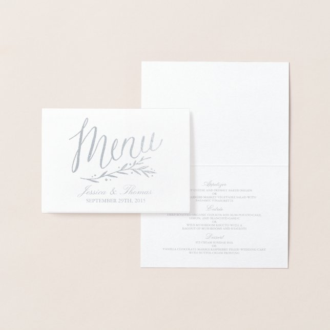 Modèle de menu chic à huile d'argent et Mariage bl (Affichage)