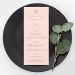 Modèle de menu Chic Blush Pink & Gold Mariage<br><div class="desc">Célébrez dans le style avec ces cartes de menu tendance. Le libellé est facile à personnaliser et vos invités de dîner seront ravis lorsqu'ils reçoivent ces menus super élégants.</div>