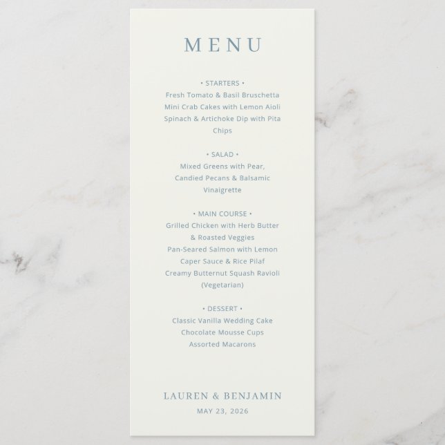 Modèle de menu crème élégant (Devant)