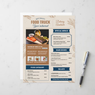 Modèle de menu de camion-restaurant