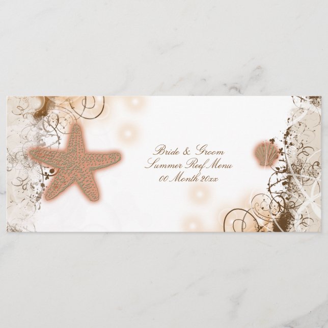 Modèle de menu de ~ de mariage de thème de plage (Devant)