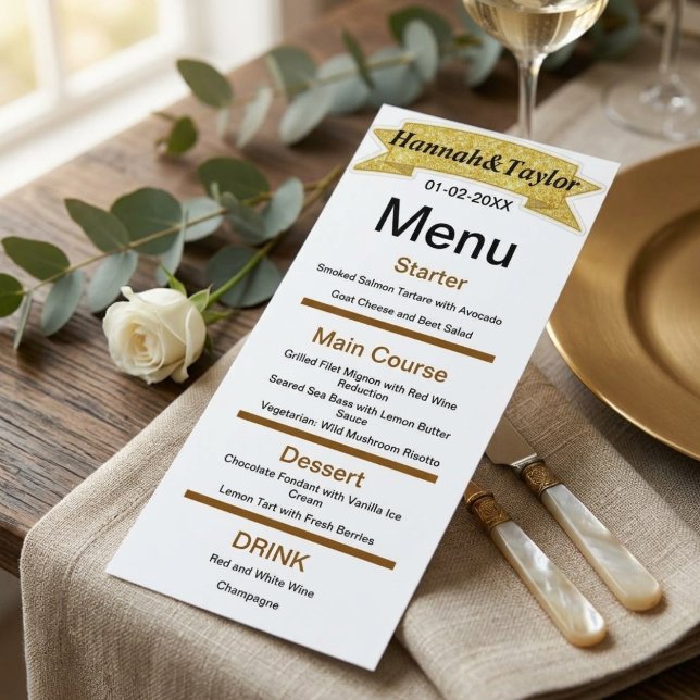 Modèle de menu de dîner élégant pour soirée (Créateur téléchargé)
