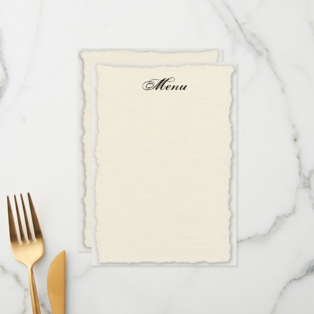 Modèle de menu de mariage classique avec bordure f (Devant/Arrière en situation)
