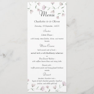 Modèle de menu de mariage élégant avec florale ros