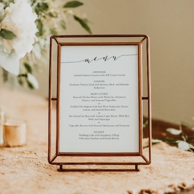Modèle de menu de mariage élégant et chic en écrit (Créateur téléchargé)