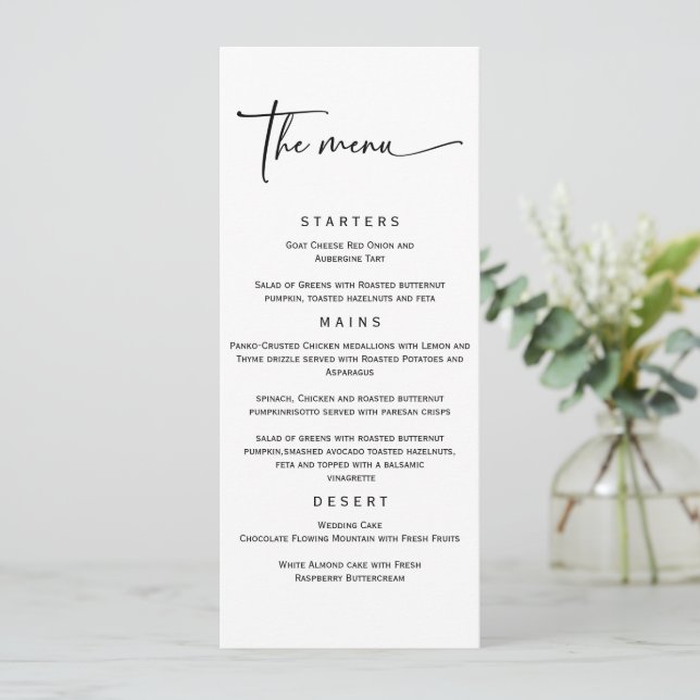 Modèle de menu de mariage élégant simple (Debout devant)