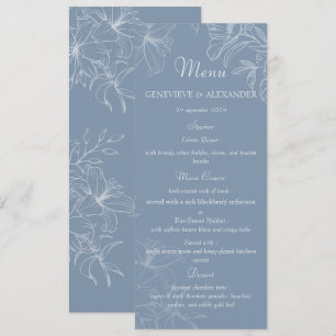 Modèle de menu de mariage floral Lily blanc bleu p