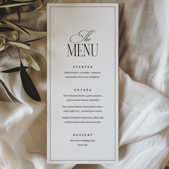 Modèle de menu de mariage modifiable, noir et blan (Créateur téléchargé)