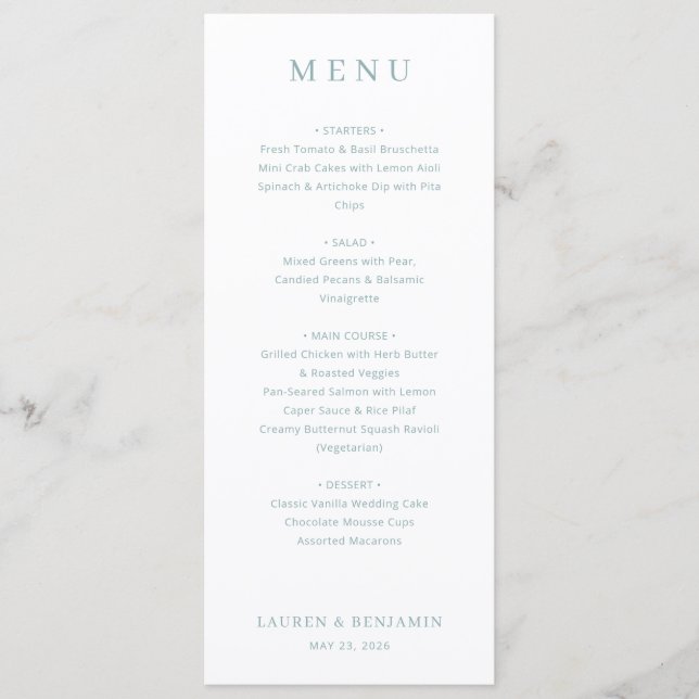 Modèle de menu élégant blanc cassé (Devant)