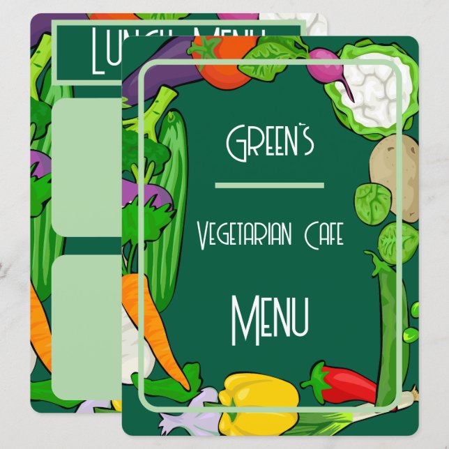 Modèle de menu plat double face personnalisé (Devant / Derrière)