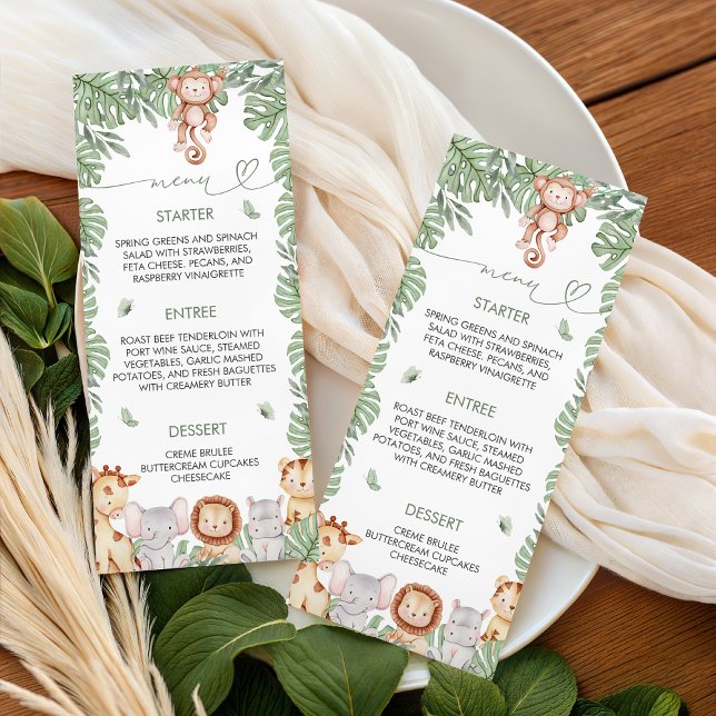 Modèle de menu pour Baby Shower Safari (Créateur téléchargé)