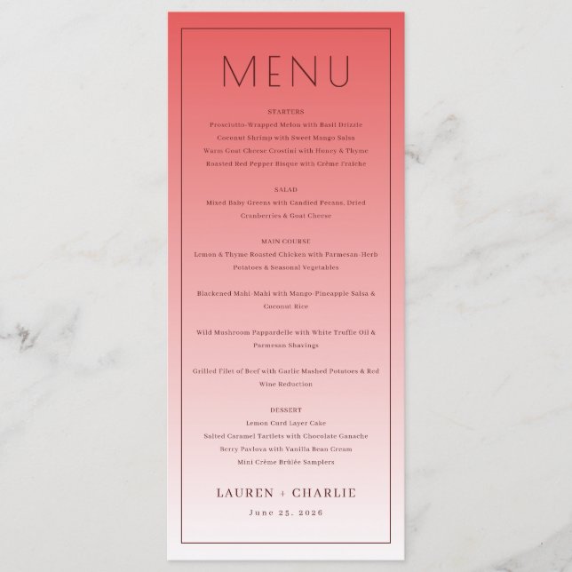 Modèle de menu rose sophistiqué (Devant)