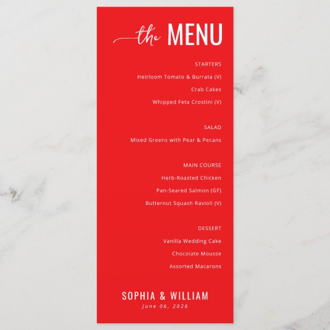 Modèle de Menu Rouge Sophistiqué (Devant)