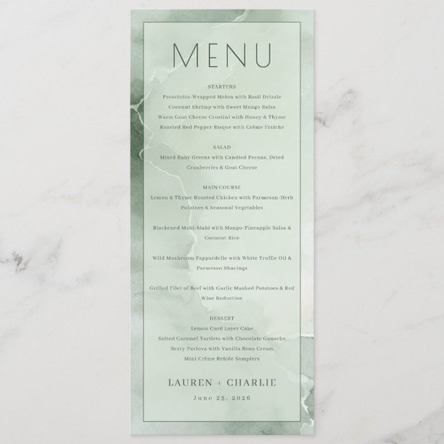 Modèle de Menu Vert Élégant (Devant)