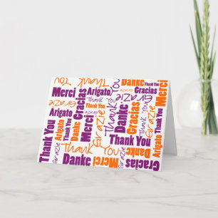 Modèle de Merci multilingue violet et orange