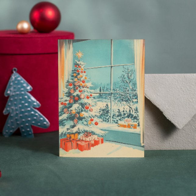 Modèle de message Vintage Christmas Tree Scene (Créateur téléchargé)