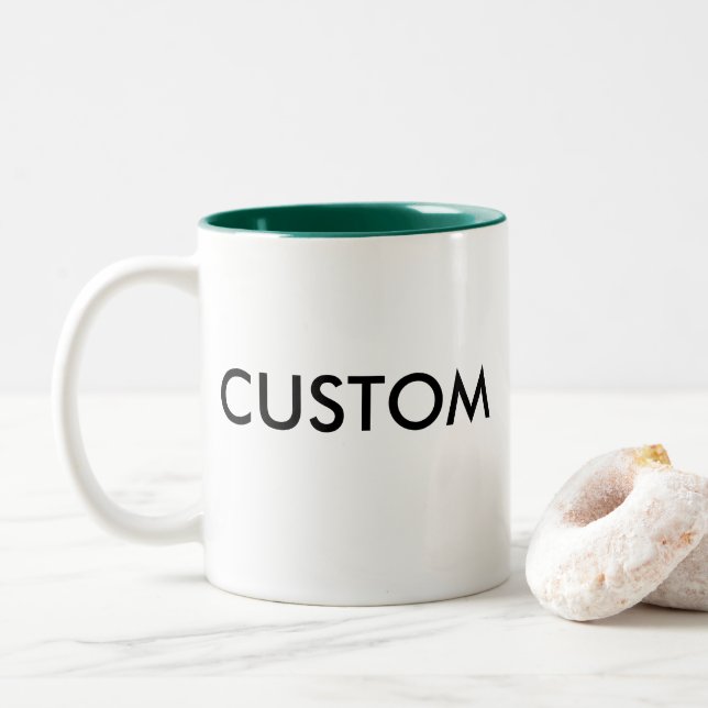 Modèle de mug vierge bicolore personnalisé - VERT  (Avec donut)
