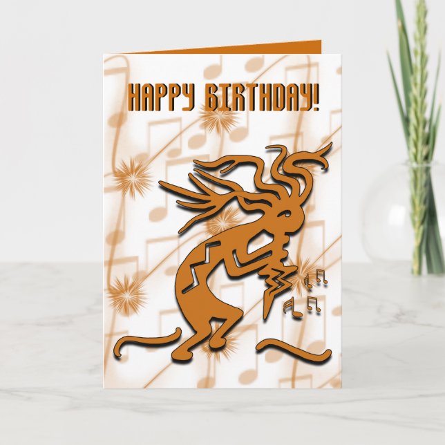 Modèle de musique de Kokopelli dansant Joyeux Anni (Devant)