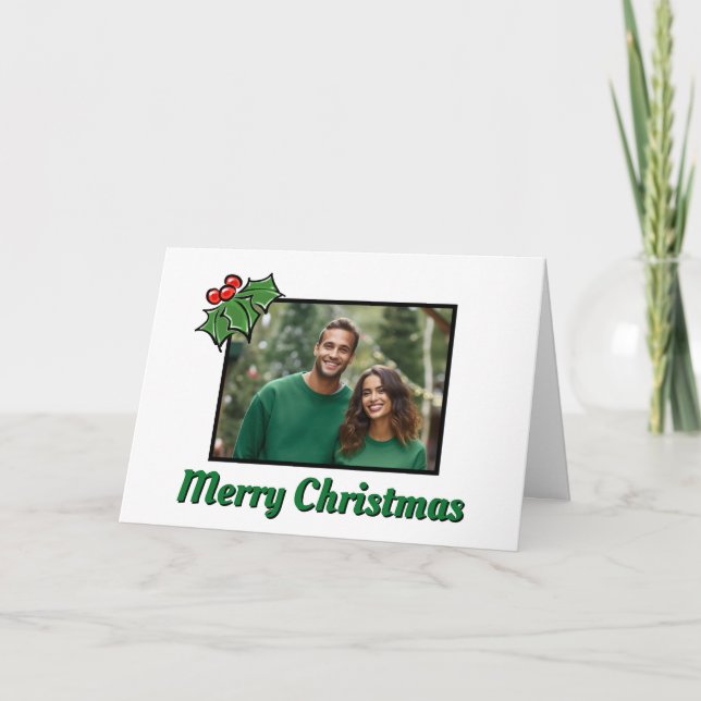 Modèle de Noël aux feuilles de houx modernes baies (Devant)