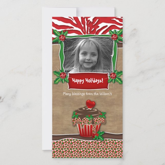 Modèle de Noël Cute Cupcake Zebra Leopard (Devant)