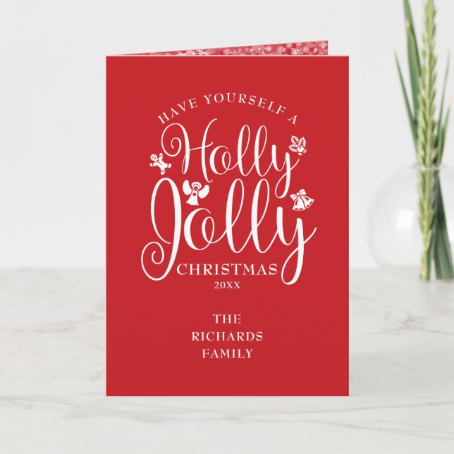 Modèle de Noël Festif avec écriture Holly Jolly et (Devant)