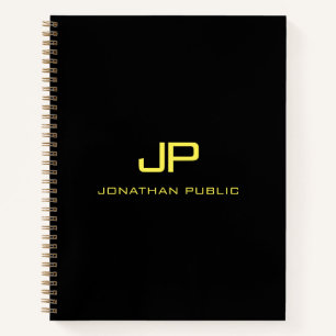 Modèle de nom de monogramme en or noir pour cahier