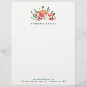 Modèle De Papier À En-tête Aquarelle à la mode florale avec la raison sociale