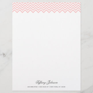 Modèle De Papier À En-tête Bordure Chevron moderne rose clair