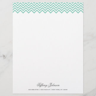 Modèle De Papier À En-tête Bordure moderne de Chevron Aqua