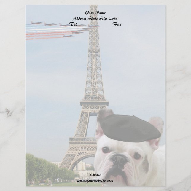Modèle De Papier À En-tête Bouledogue français à Paris (Devant)