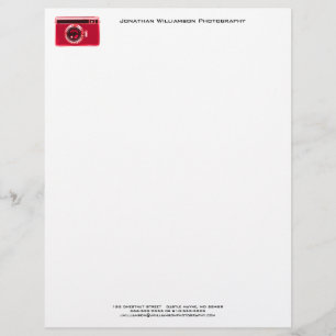 Modèle De Papier À En-tête Caméra rouge Photographie en-tête commercial